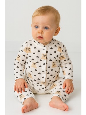 Ayıcık Desenli &100 Pamuk Bebek Tulum