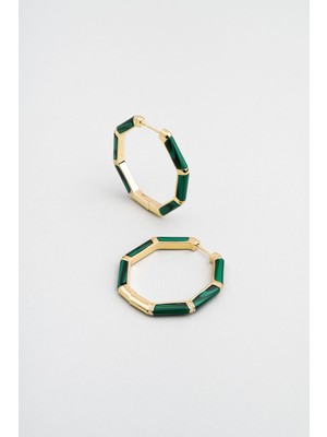 Klasik 18 Ayar Sarı Altın Kaplama Gümüş Halka Küpe