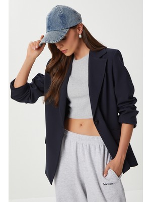 Vatkalı Poliviskon Blazer Ceket LGP0018 Lacivert