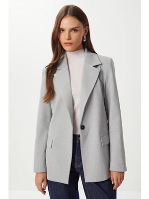 Vatkalı Poliviskon Blazer Ceket LGP0018 Gri