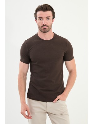 Desenli Slim Fit Kısa Kollu Pamuk Erkek T-Shirt
