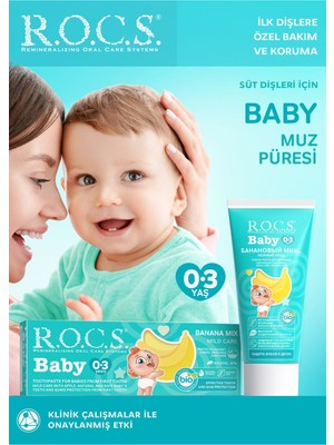 R.O.C.S. Rocs Baby Süt Dişler için Muz Püresi 0-3 Yaş Diş Macunu 45 ml