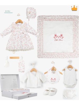 Özel Kutulu 9'lu 3-6 Ay Yenidoğan Kız Bebek Hediyesi Hastane Çıkışı Doğal %100 Pamuk Müslin 15346