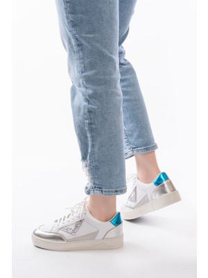 Sv-01 Beyaz Garni Bağcıklı Kadın Spor Ayakkabı