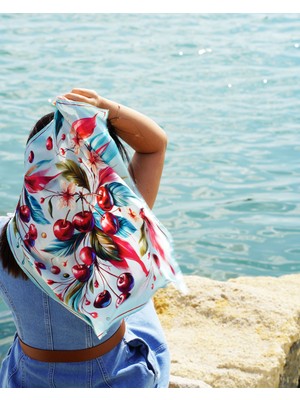 Cherry Whisper %100 Ipek Saten Kadın Fular
