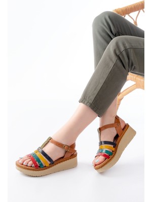 730-142 Multi Hakiki Deri Ortopedik Taban Kadın Sandalet