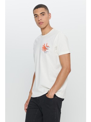 Altınyıldız Classics Erkek Ekru Standart Fit Normal Kesim %100 Pamuk Yumuşak Dokulu Baskılı Bisiklet Yaka Tişört