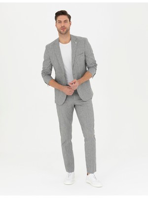 Pierre Cardin Erkek Gri Ex. Slim Fit Keten Karışımlı Kumaş Pantolon 50284934-VR024