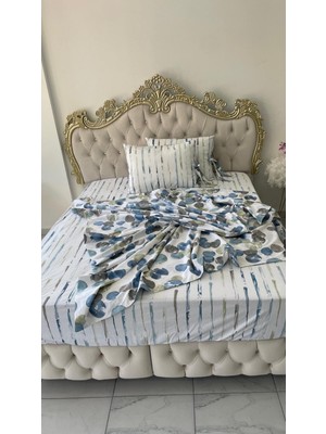 Çift KIŞILIK160X200 cm Yatağa Uygun Lastikli Çarşaflı Yastıkları Çift Taraflı Bağlamalı Nevresim Takımı