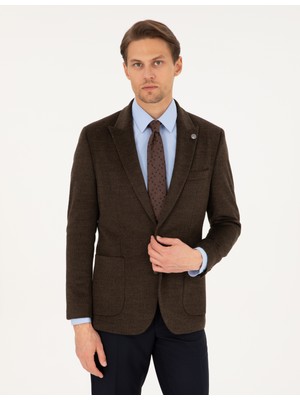 Pierre Cardin Erkek Kahverengi Slim Fit Ceket 50296044-VR029