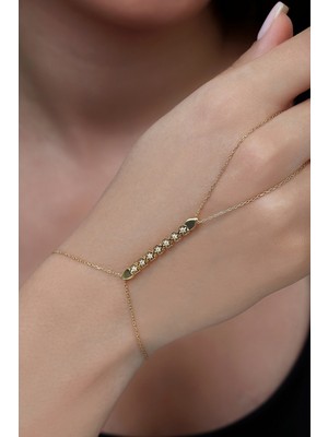 18K Altın Kaplamalı 925 Ayar Gümüş Çiçek Dizisi Şahmeran - 45103902