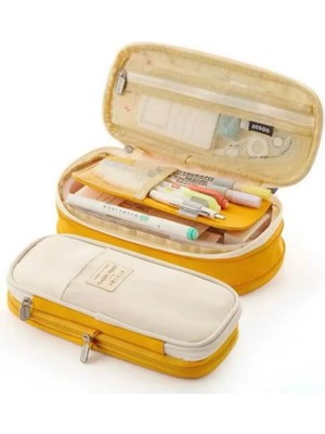 Special Büyük Kapasiteli Kanvas Kalemlik Cüzdan Çanta Sevimli Kaliteli Modeller Pembe