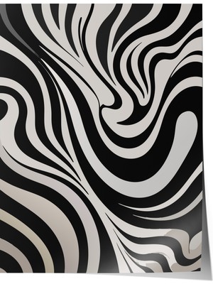 Çerçevesiz Poster, Siyah Beyaz Zebra Dalgası, Çalışma Odası Dekoru Poster No: 112546