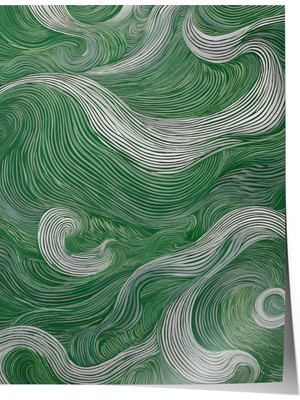 Çerçevesiz Poster, Yeşil Dalga Deseni, Çalışma Odası Dekoru Poster No: 112385