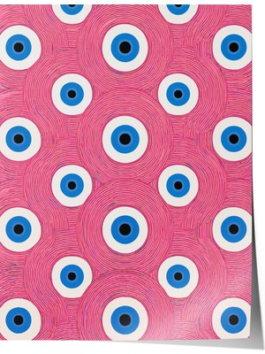 Çerçevesiz Poster, Pembe Zemin Nazar Boncuğu Deseni, Salon Dekoru Poster No: 112483