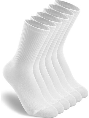 Unisex 6 Çift Tenis Çorabı Erkek Tenis Çorabı Kadın Tenis Çorabı Beyaz Tenis Çorabı 38-44