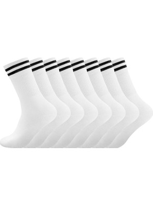 Unisex 4 Çift Tenis Çorabı Erkek Tenis Çorabı Kadın Tenis Çorabı Siyah Beyaz Tenis Çorabı 38-44
