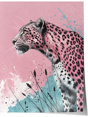 Çerçevesiz Poster, Pembe Leopar – Modern Sanat, Genç Odası Dekoru Poster No: 113117