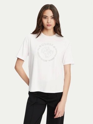 Guess Carla Kadın Beyaz Aktif Boxy Fit T-Shirt V5YI05KCOA2-G011