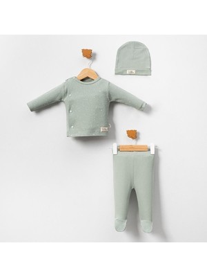 Ürünya Unisex Bebek Pamuklu Şapkalı 3'lü Takım