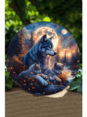 Kurt ve Yavruları Temalı Uv Baskılı Mdf Duvar Süsü– 33X33 cm & 20X20 cm DT104