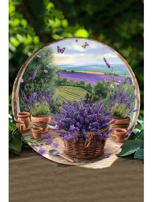 Lavanta Bahçesi Temalı Uv Baskılı Mdf Duvar Süsü – 33X33 cm & 20X20 cm DT110