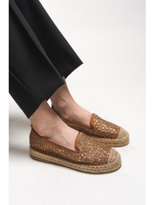Riccon Kadın Espadril 00128 Taba Renk Düz Taban Şık Tasarım ve Rahatlık