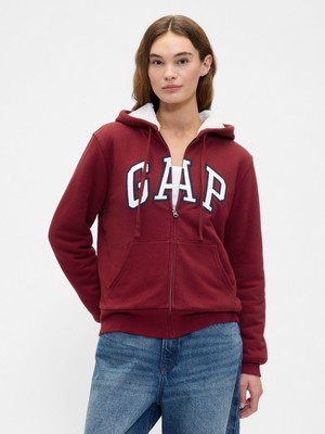 Gap Kadın Kırmızı Gap Logo Fermuarlı Sweatshirt