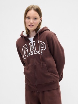 Gap Kadın Kahverengi Gap Logo Fermuarlı Sweatshirt