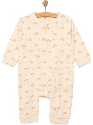 Hellobaby Kız Gökkuşağı Desenli  Fermuarlı Patiksiz Tulum Kız Bebek