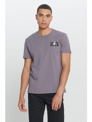 Altınyıldız Classics Erkek Antrasit Standart Fit Normal Kesim %100 Pamuk Baskılı Bisiklet Yaka Tişört