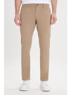 Altınyıldız Classics Erkek Camel Diz İzi Yapmayan Slim Fit Dar Kesim 5 Cep Pamuklu Kanvas Esnek Chino Pantolon