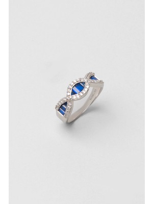 Yakamoz Sarmalı 18 Ayar Beyaz Altın Kaplama Gümüş Yüzük