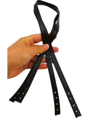 Angel Çanta Aksesuar Slim Model 70X1.2 cm Suni Deri Siyah Renk Çift Çanta Sapı