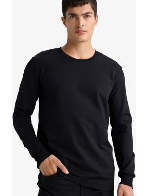 DeFacto Slim Fit Dar Kesim Bisiklet Yaka Uzun Kollu Tişört F3646AX25AU