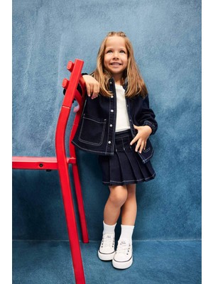 DeFacto Kız Bebek Beli Lastikli Jean Şort Etek F6192A525AU