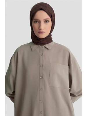 Armine Metal Düğmeli Gömlek 25KD1105 Vizon