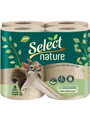 Lily Select Nature 8 Rulo 3 Katlı Tuvalet Kağıdı Ultra Yumuşak ve Ekstra Dayanıklı