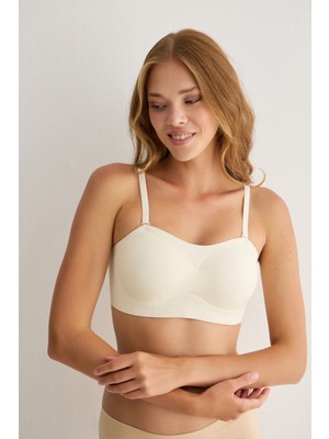 Madwoman Balensiz Çıkarılabilir Pedli Straplez Dikişsiz Lazer Sütyen 3309 Ekru