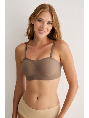 Madwoman Balensiz Çıkarılabilir Pedli Straplez Dikişsiz Lazer Sütyen 3309 Kahverengi