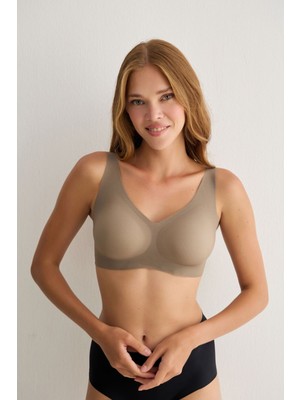 Madwoman Balensiz Çıkarılabilir Pedli Dikişsiz Lazer Sütyen 3312 Kahverengi