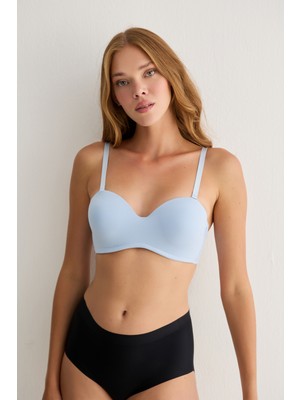 Madwoman Toparlayıcı Balenli Dolgusuz Straplez Sırt Dantel Desenli Lotus 3315 Gökyüzü