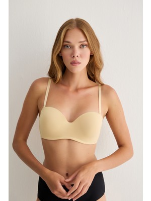 Madwoman Toparlayıcı Balenli Dolgusuz Straplez Sırt Dantel Desenli Lotus 3315 Ten