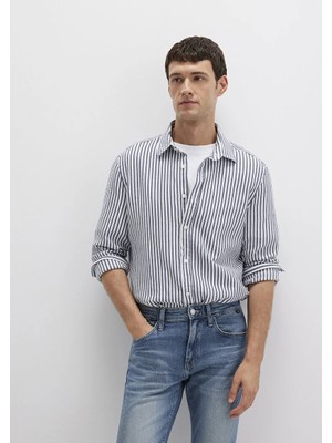 Mavi Çizgili Lacivert Gömlek 0211692-90911