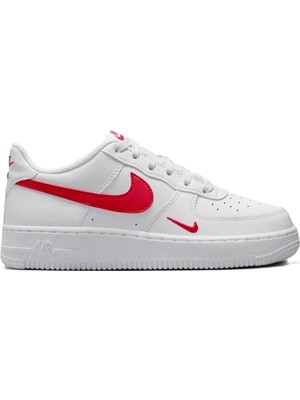 Nike Air Force1 Lv 8 Af1 Leather Unisex Sneaker White Hakiki Deri Unisex Günlük Spor Ayakkabı Beyaz Kırmızı