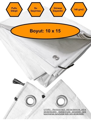 NetBazaars Beyaz Renk Ebatlı Branda, 10X15 Çadır 140 Gr/m2 Su Geçirmez Kamyon Saman Inşaat Gölgeleme Çadırı
