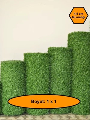 NetBazaars 1x1 Metre Çim Çit, Bahçe Çiti, Dekoratif Telli Çit, Yapay Çim Çit