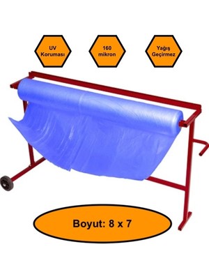NetBazaars 160 Micron Mavi Naylon Örtü, 8x7 Metre