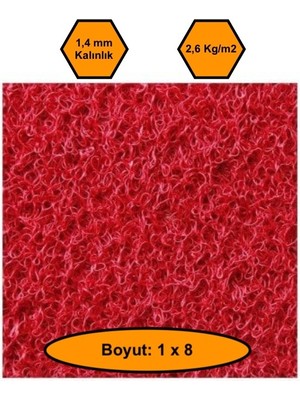 NetBazaars Kırmızı Kıvırcık Plastik Paspas, Dış Mekan Için Paspas, 1x8