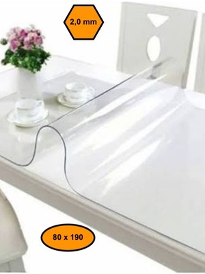 NetBazaars 2,0 mm Pvc Masa Örtüsü, Şeffaf Masa Kaplaması, 80X190
